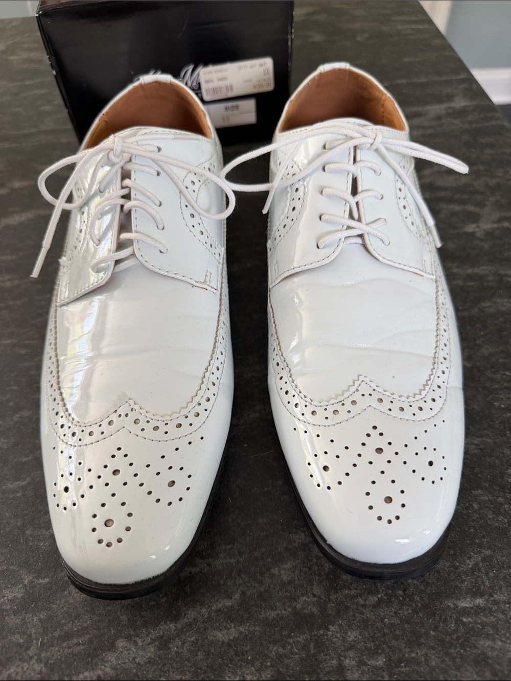After Midnight, White Men's Wingtip Oxford Shoes